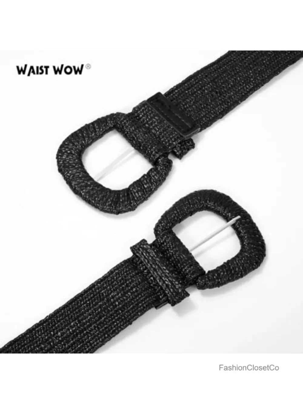 Straw Woven Elastic Belt for Women Stretchy Boho Waist Belt Rattan Raffia Belt